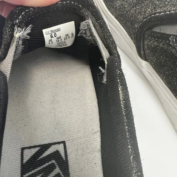 Vans Slip On Sneakers Black and Glitter Suede Womens Shoes Size 6 - Picture 6 of 8